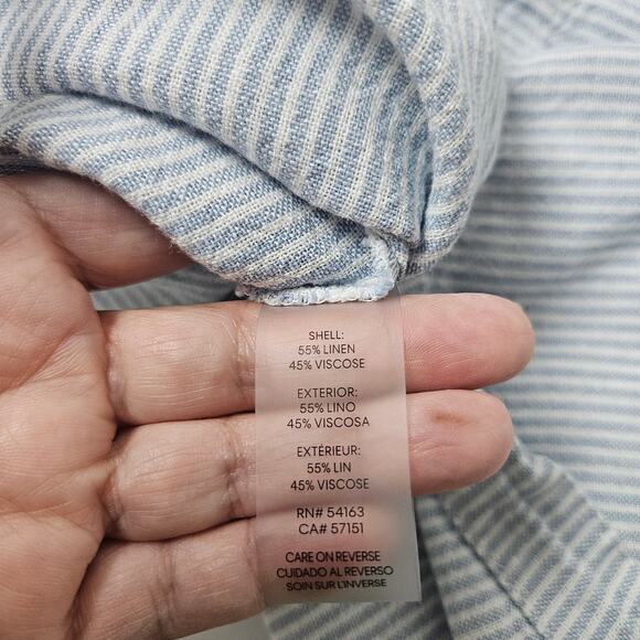 Calvin Klein Striped Linen Blend Sleeveless Tiered Maxi Dress Summer Ready Sz 4 - Picture 7 of 11